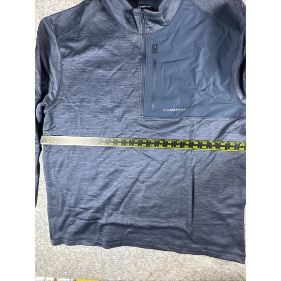 G.H. Bass & Co Mens Mixed Media 1/4 Zip Pullover Navy Blue XL Textured NWT - Picture 4 of 14